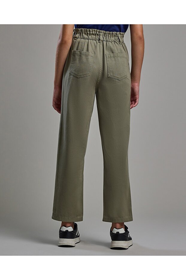 Solid Woven Pants with Button Closure - 4