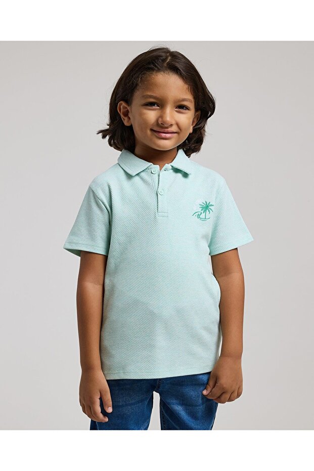 Textured Polo T-Shirt with Short Sleeves