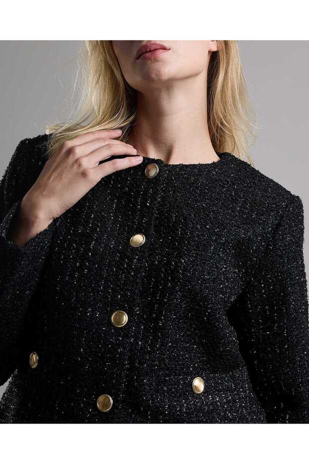 سترة منقوشة مع إغلاق بأزرار - 4