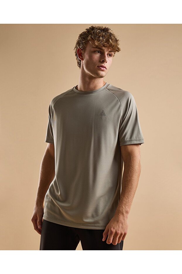 Logo Detail Active T-Shirt with Crew Neck and Short Sleeves