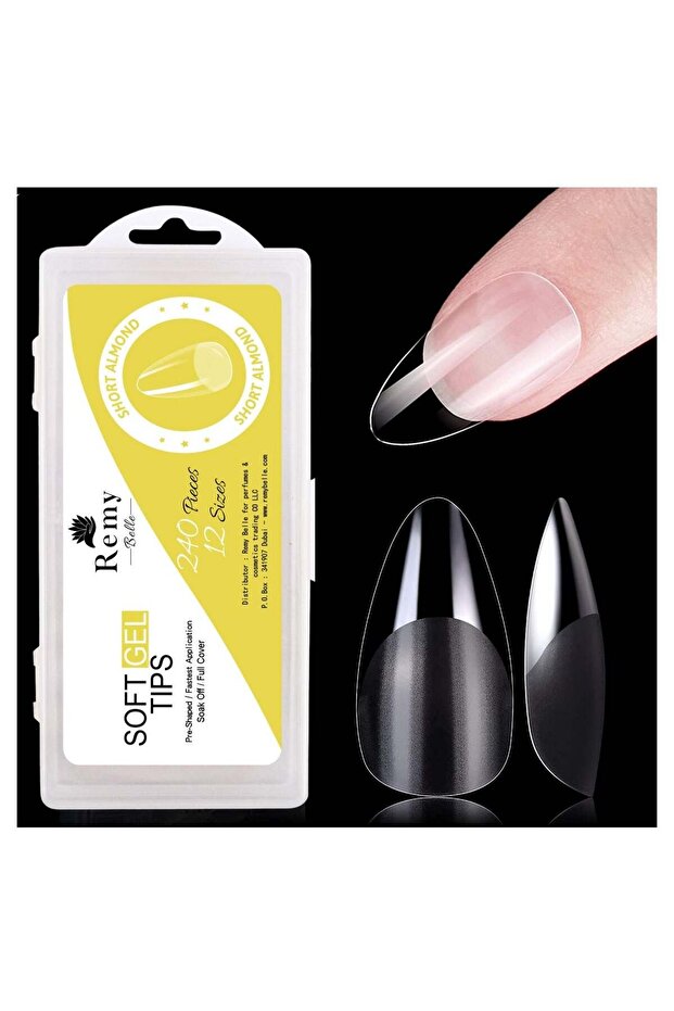 Soft Gel Nail Tips Short Almond 240 Pcs 12 Sizes