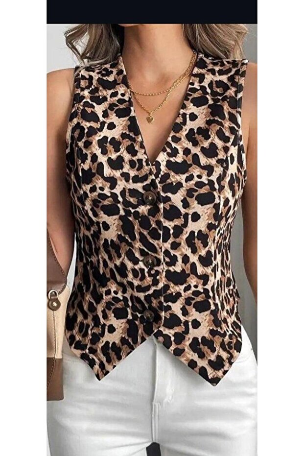 LEOPAR DESENLİ YELEK - 1
