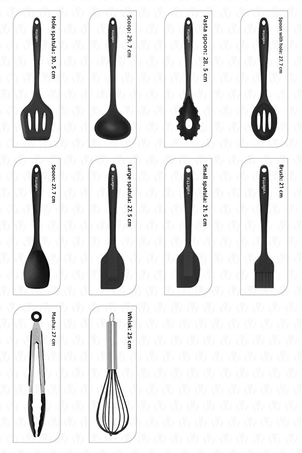 مجموعة ملاعق مسطحة من 10 قطع باللون الأسود - 3