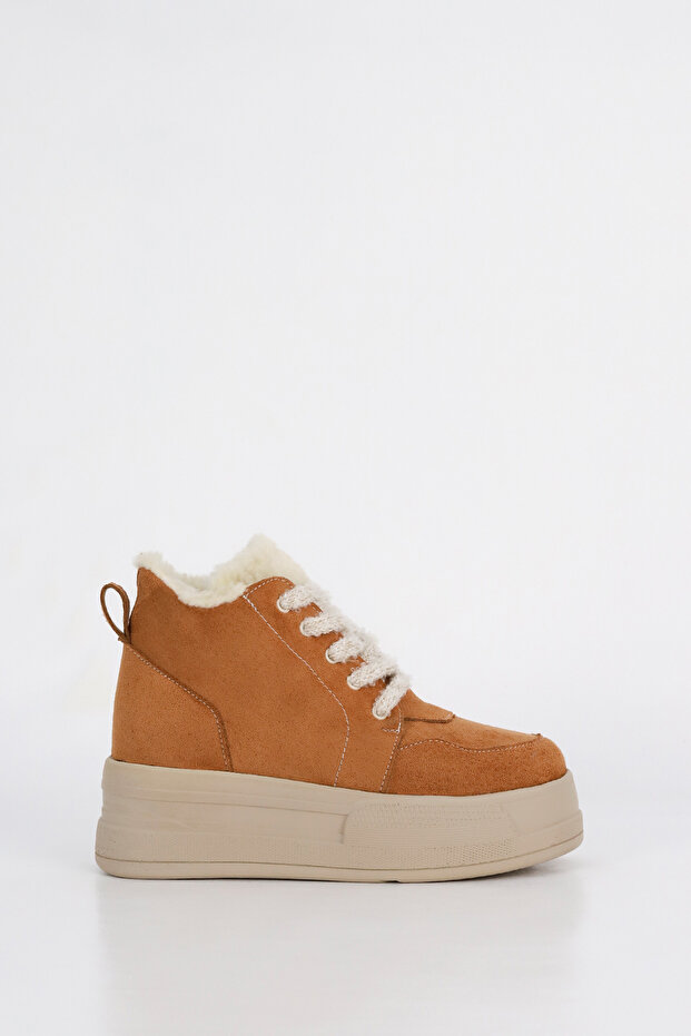 Frm 034 Fur Detail Lace up Boots