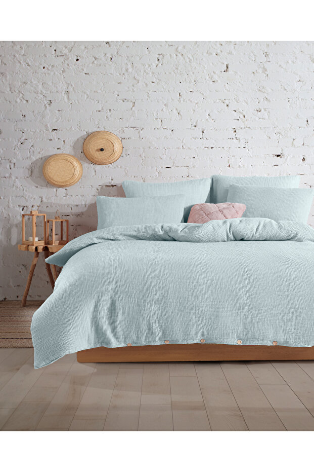 Premium 100% Cotton Single Muslin Duvet Cover Set 160X220 cm