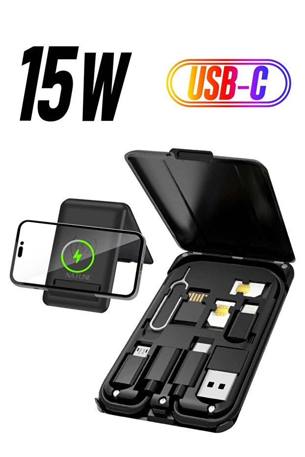 USB Adapter Kit Multi-Type Charging Cable Converter (USB-C, Lightning, Micro, TF/SIM Card Slot) 15W