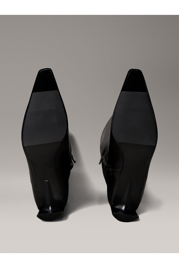 Leather Kitten Heel Knee Boots - 5