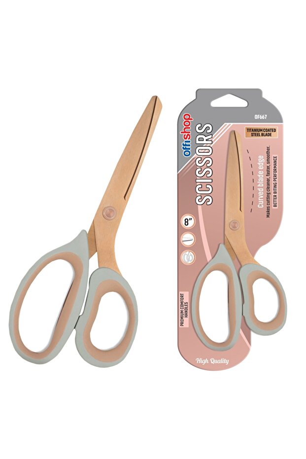 Office Scissors, Plastic Handle, Titanium, 21.5 cm - 1