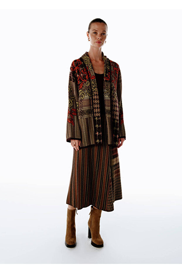 Patchwork Desenli Triko Hırka - 2