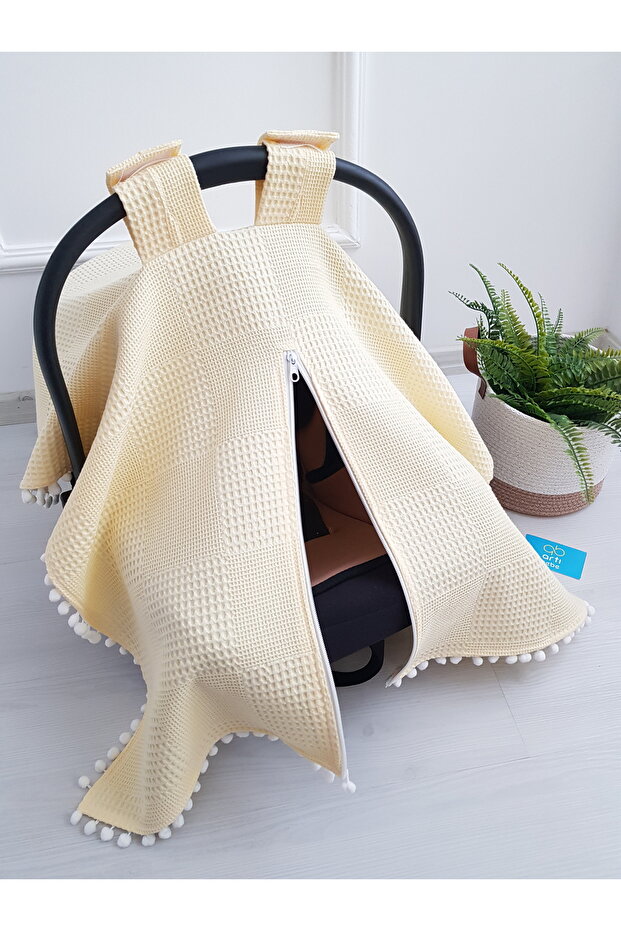 Stroller Cover Pique Zippered 100% Cotton Yellow Solid Color