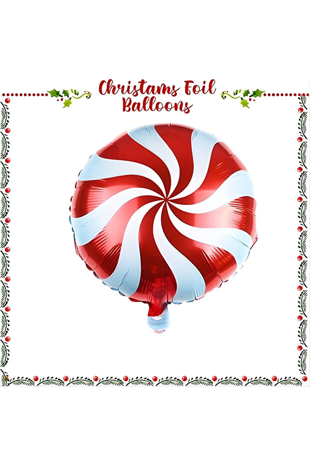 45cm - Red Candy Christmas Foil Balloon - Christmas Ornament - Balloon - 1 Piece
