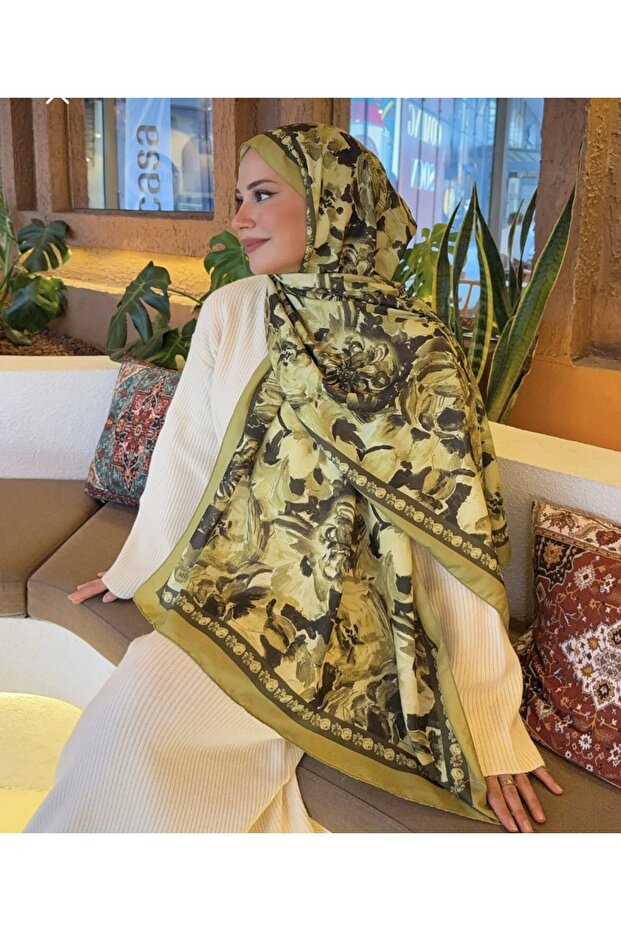 Mineleşarp Autumn Color Tones Soft Pattern Transition Cotton Shawl - 3