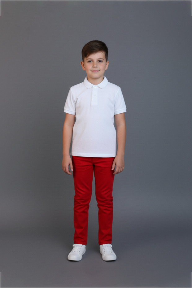 Boy's Red Linen Pants with Adjustable Waist Inside, April 23, October 29, November 10 Performance Outfit