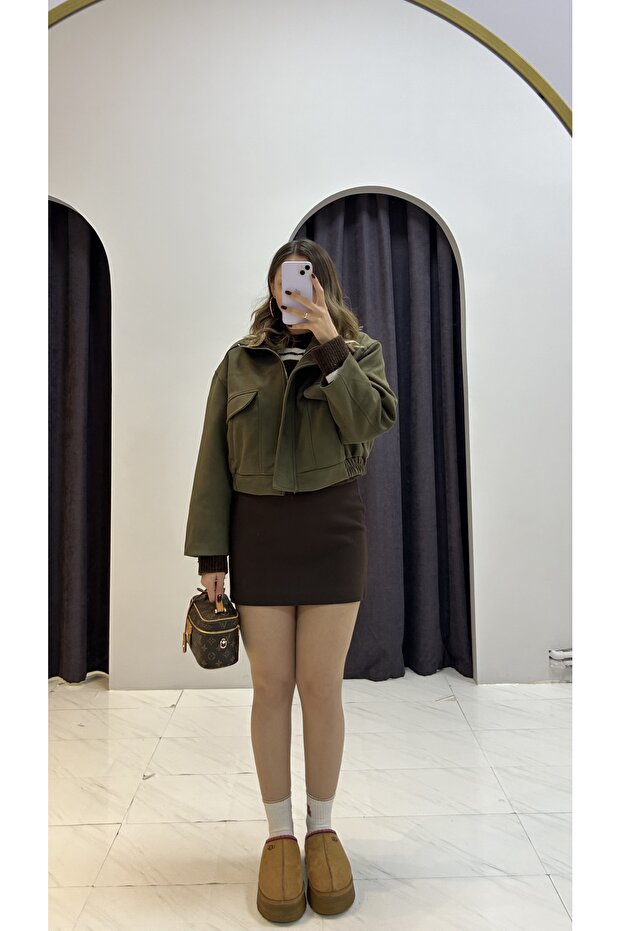 Süet Crop Ceket - 3