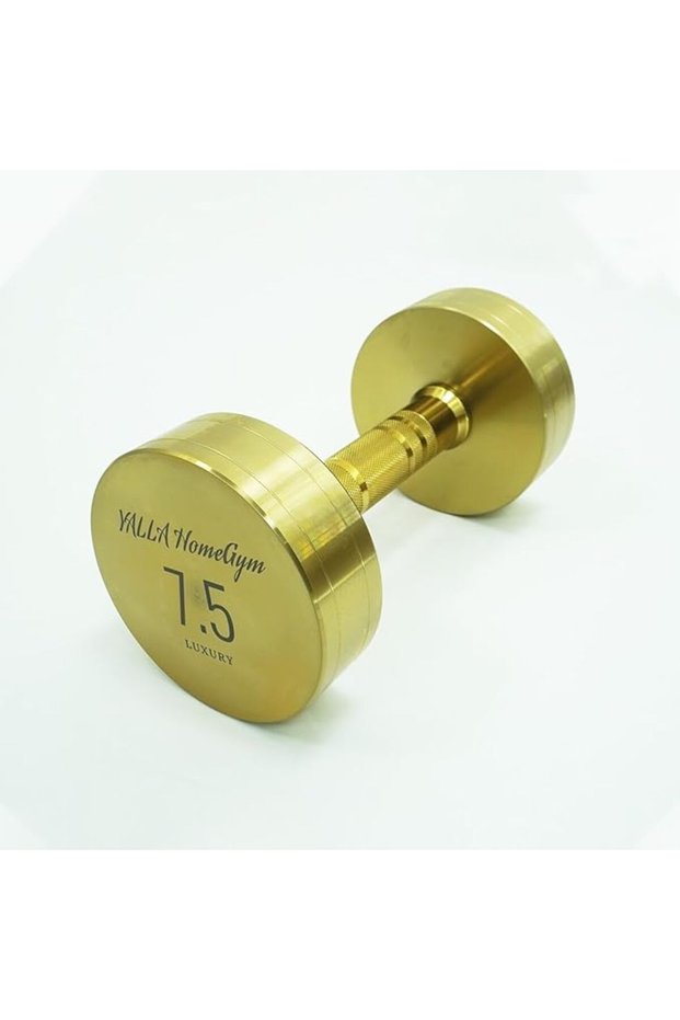 7.5 kg Single Luxury Gold Colored Premium Round Dumbbell, For Training, Gift & Showcase