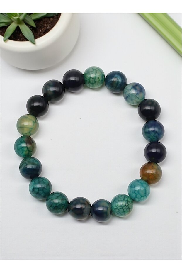 Agate Natural Stone Bracelet 10 mm Round Cut