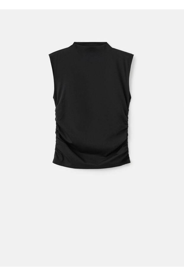 Büzgülü perkins yaka bluz - 3