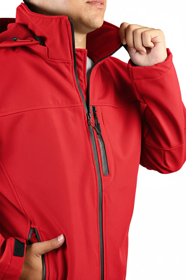 Kapüşonlu Softshell Mont - 4