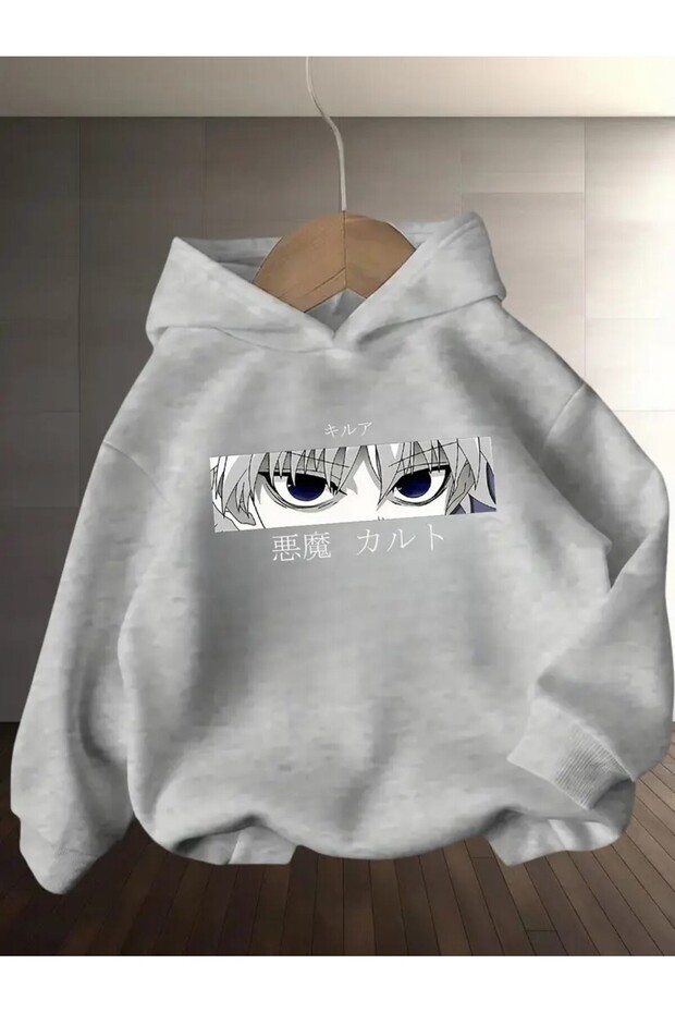 Anime-Inspired Graphic Casual Hooded Sweatshirt for Kids