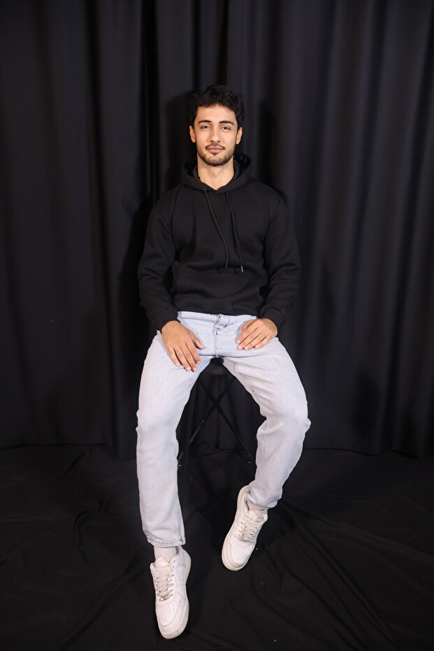 MERİNS KAPÜŞONLU BASİC SWEATSHIRT - 4