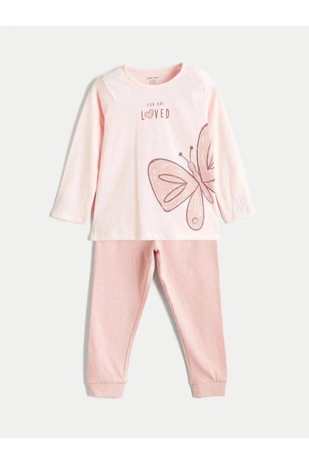 Crew Neck Baby Girl T-Shirt and Sweatpants (W5)
