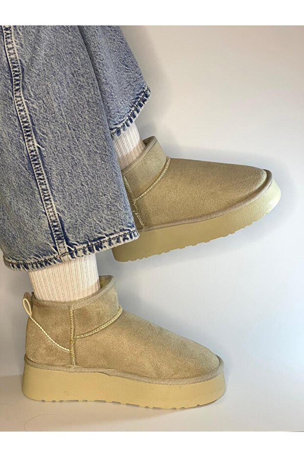 Kadın Süet İçi Kürklü Yüksek Kalın Taban Kışlık Bot & Bootie - 2
