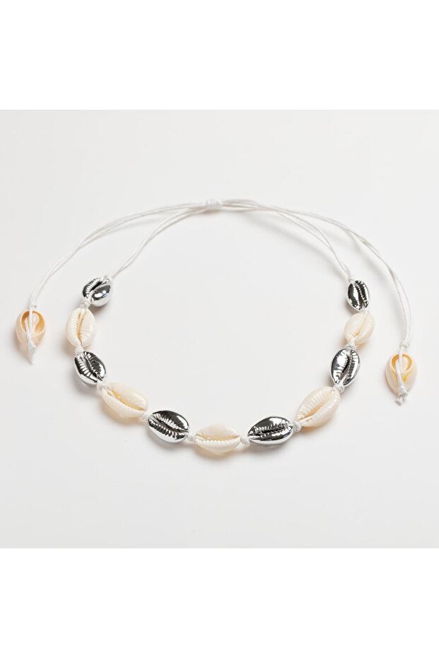 White And Silver Shell Chocker - CH0031S - 1
