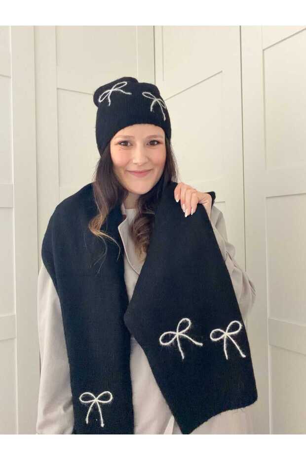 SET Eșarfă-Beretă cu fundă - 1