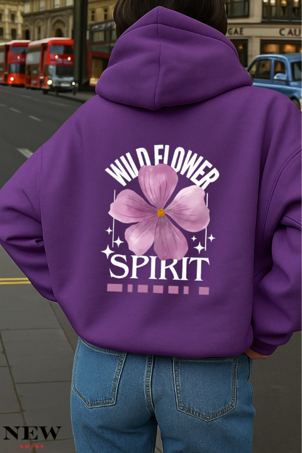 Wild Flower Spirit Printed Hooded Sweatshirt