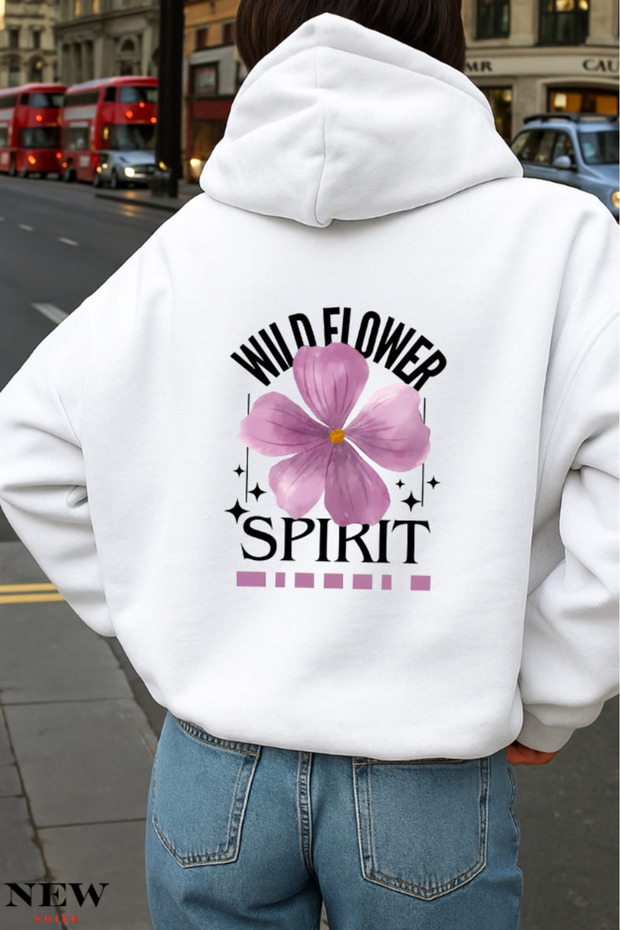 Wild Flower Spirit Printed Hooded Sweatshirt