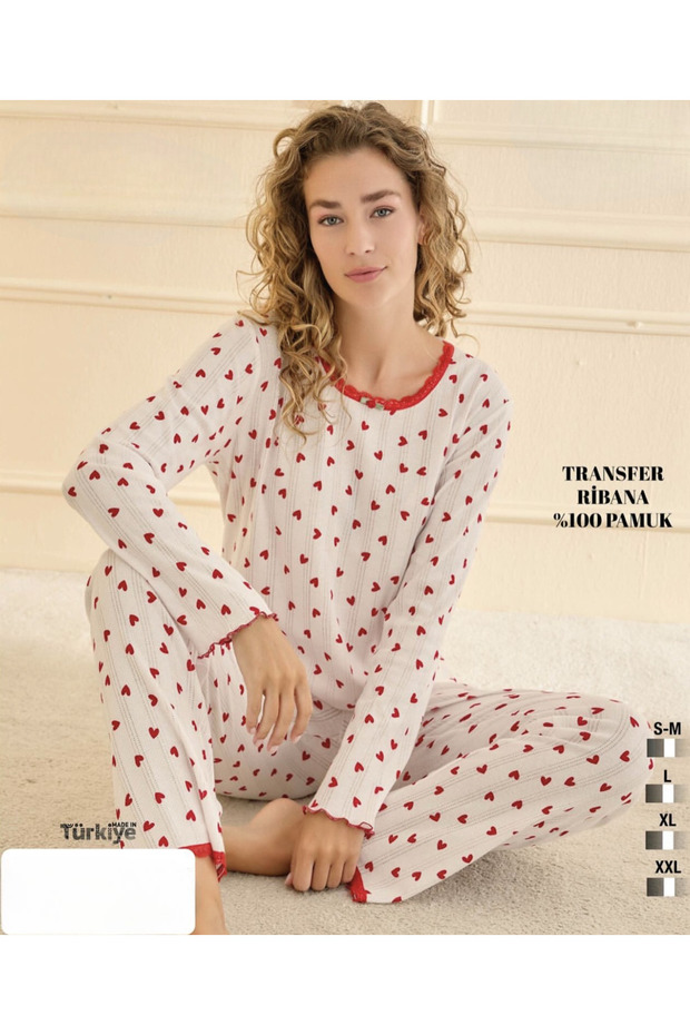 Women's Long Sleeve Crew Neck 100% Cotton Pajama Set