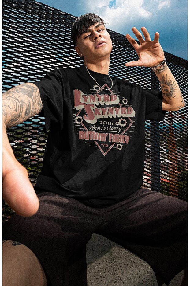 Unisex Nuthin' Fancy 75 Written T-Shirt, Oversized Rock Band Lynyrd Skynyrd Themed T-Shirt