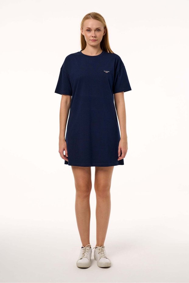 Women's Navy Blue T-Shirt Dress - Pravete Navy