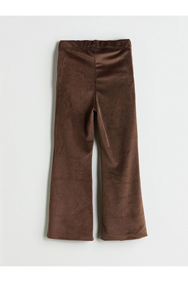 LCW ECO Beli Lastikli İspanyol Paça Kadife Kız Çocuk Tayt - 3