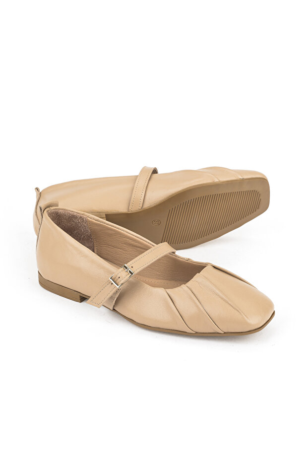 , Kadın Hakiki Deri Babet 1531054Z3436 Ten - 4