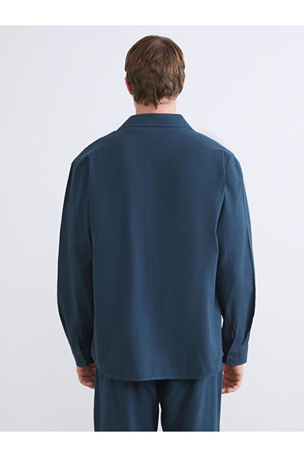 XSIDE Regular Fit Uzun Kollu Keten Görünümlü Erkek Gömlek - 7