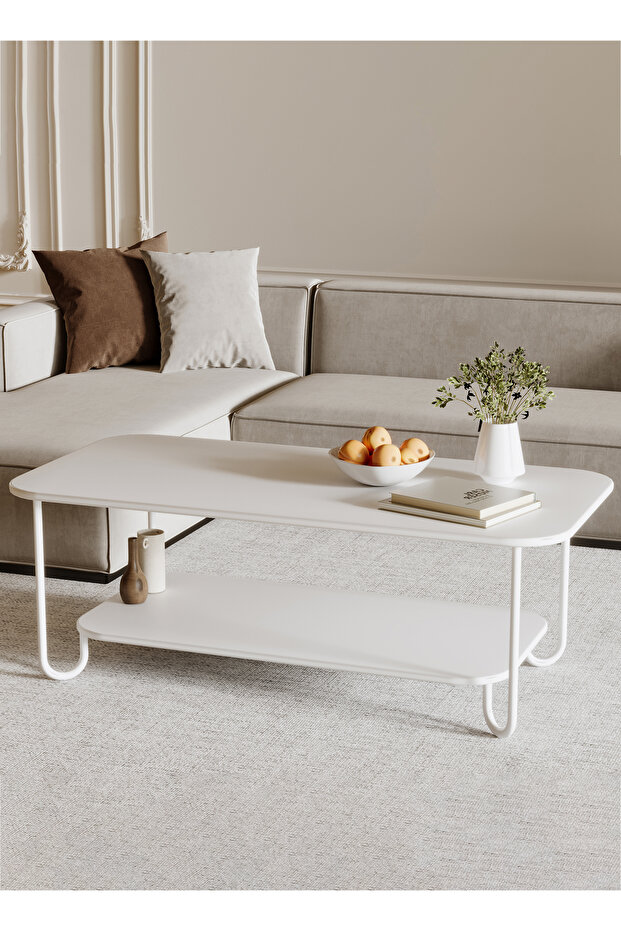 100*50*41.5cm Coffee Table With Double Layer MDF With Large Storage Capacity Open Shelf - 1