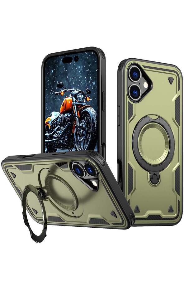 ArmourX Series for iPhone 16 (6.1") – Rugged Armor Case with Built-in Kickstand, Ring Holde