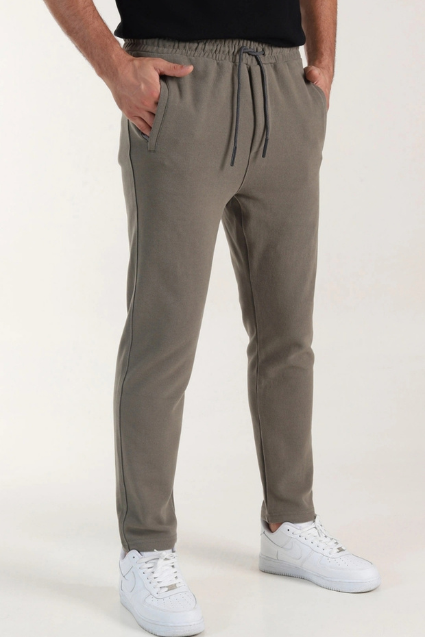 Thessaloniki Cotton Winter Ribbed Straight-Leg Sweatpants