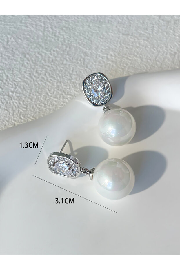 Silver Faux Pearl Embellished Earrings