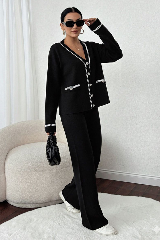 Cut Line Jacket Suit H25306 Black