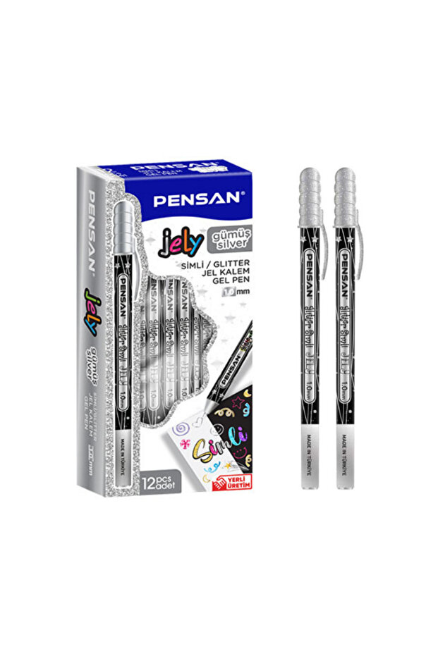 Glitter Gel Ballpoint Pen 1.0 mm Pack of 12 New Design