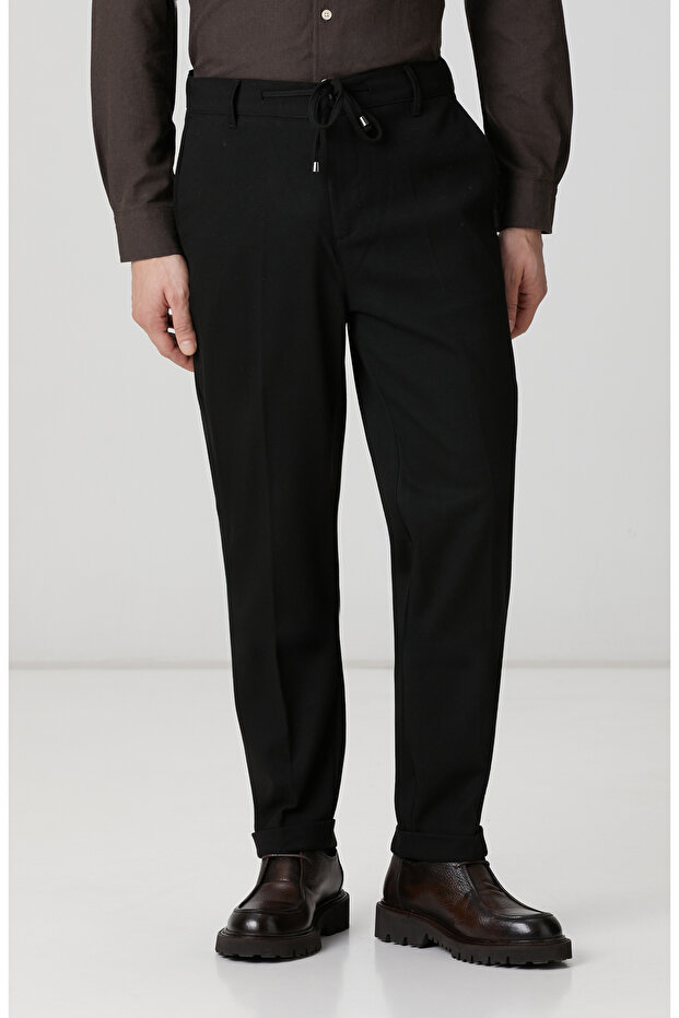 Siyah Dokuma Pantolon - 2