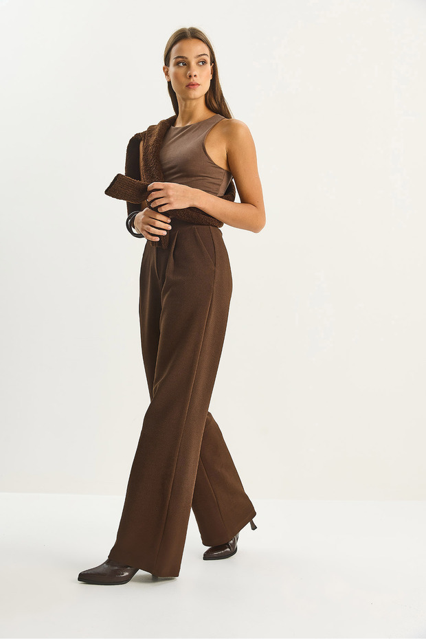 Kadın Yüksek Bel Çift Düğmeli Palazzo Pantolon 1014 60283577 - 4