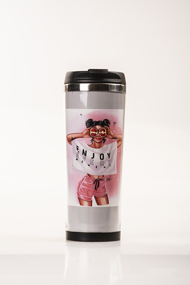 360 ml Steel Thermos Mug – Designed by Coffee Lady, Steel Inner Chamber, Hot and Cold Beverage Cup