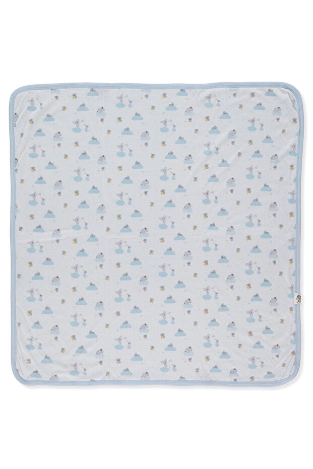 Organic Single Double Blanket (Organic Stars and Koalas) Blue