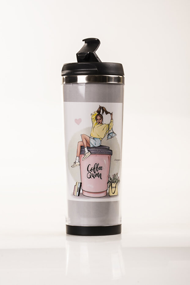 360 ml Steel Thermos Mug – Designed by Coffee Lady, Steel Inner Chamber, Hot and Cold Beverage Cup