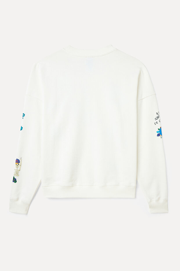 BASKILI BİSİKLET YAKA SWEATSHIRT - 7