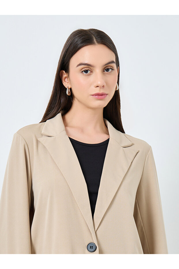 سترة عادية سادة بزر واحد - 4