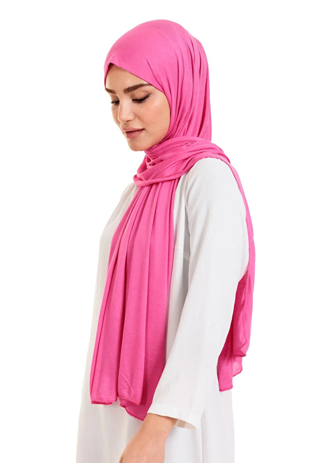 شال قطني ممشط من الليكرا باللون الفوشيا - 3